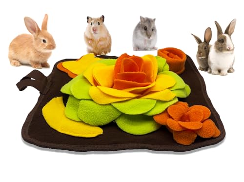 Kaninchen-Futtermatte, Hasen-Schnüffelmatte für Hamster, Puzzle-Spielzeug, interaktive Futtermatten für Meerschweinchen, Hunde, Igel, Chinchillas, Frettchen, kleine Tiere, Hunde (Orange, S) von Pdyay