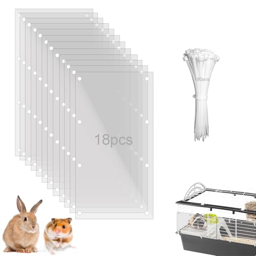 PeSandy Haustierkäfig-Einlage, Käfig Urin Schutz, 18 STÜCKE Schutz Käfig Streu für Kleintiere Kaninchen Meerschweinchen Hamster Chinchilla Igel Frettchen Ratten (Transparent, 30 x 15CM) von PeSandy