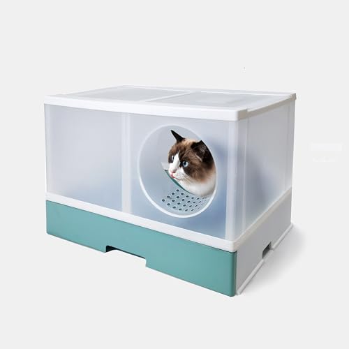 PeTraum XXL KATZENKLO Katzentoilette für große Katzen. 69Lx44Bx45.5H cm,Große geschlossene Katzentoilette mit Luftfilter. Katzenklo groß XXL nach Wunsch anpassbar (transparent) von PeTraum