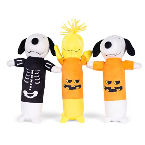 Peanuts Halloween-Hundespielzeug, Snoopy-Kürbis, Woodstock-Kürbis, Snoopy-Skelett, Bobo-Körper, Halloween-Hundespielzeug, quietschendes Kauspielzeug, offiziell lizenziert von Peanuts von Peanuts for Pets