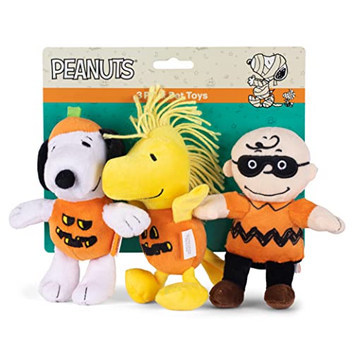 Peanuts Halloween-Hundespielzeug, Snoopy & Woodstock Kürbis und Charlie Brown Halloween-Figur, Hundespielzeug, quietschendes Kauspielzeug, offiziell lizenziert von Peanuts von Peanuts for Pets