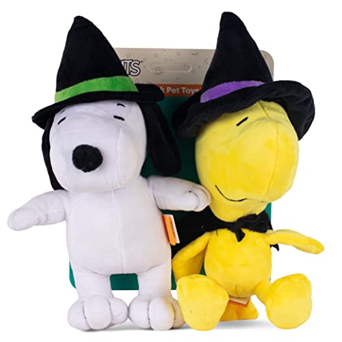 Peanuts Hundespielzeug mit Snoopy- und Woodstock-Hexe, 22.9 cm, mittelgroße Hundespielzeug, quietschender Plüschstoff, Snoopy-Geschenke, quietschendes Hundespielzeug, offiziell lizenziert von Peanuts von Peanuts for Pets