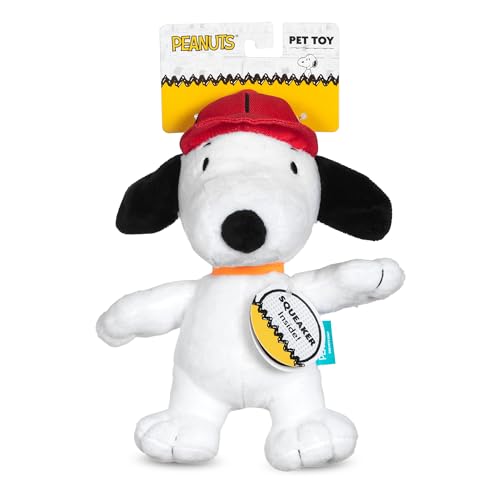 Peanuts for Pets 22,9 cm Athlete Snoopy Baseball Plüschspielzeug Quietschendes Hundespielzeug für große, mittelgroße und kleine Hunde – lustiges, langlebiges süßes Kauspielzeug für Welpen und Hunde von Peanuts for Pets