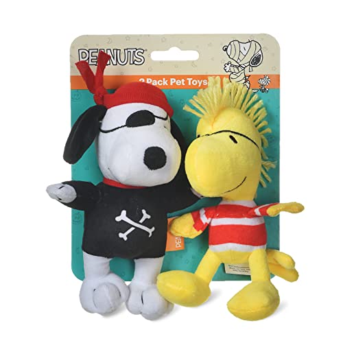 Peanuts for Pets Halloween-Hundespielzeug Snoopy und Woodstock-Pirat, Hundespielzeug, quietschender Plüschstoff, Snoopy-Geschenke, Halloween-Hundespielzeug, 2 Stück, quietschendes Kauspielzeug, von Peanuts for Pets