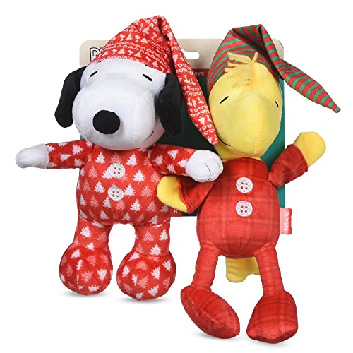 Peanuts for Pets Holiday Snoopy & Woodstock Slumber Party Plüsch Haustier Spielzeug Set 22,9 cm | Mittlere Quietschendes Hundespielzeug, Stoffhundespielzeug, Woodstock & Snoopy Slumber Party (FF25993) von Peanuts for Pets