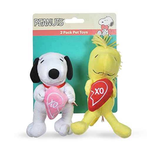 Peanuts for Pets Snoopy Hundespielzeug, 2 Stück, Plüsch-Quietscher, 15,2 cm, Snoopy & Woodstock Love Plüsch-Quietscher, Kollektion Haustierspielzeug, Erdnüss-Spielzeug für Hunde, Snoopy & Woodstock von Peanuts for Pets