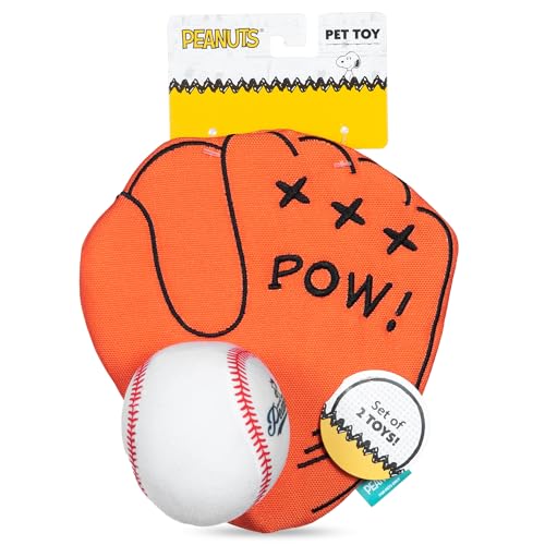 Peanuts for Pets Interaktives Hundespielzeug-Set, 2-teilig, robuster Canvas-Baseballhandschuh und Ballspielzeug für große, mittelgroße und kleine Hunde, lustiges Apportier- und Kauspielzeug mit von Peanuts for Pets
