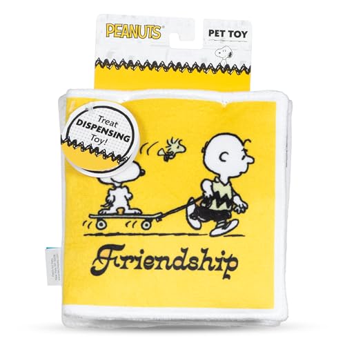 Peanuts for Pets Interaktives Knister-Freundschafts-Comicbuch-Spielzeug mit Quietsch- und Leckerli-Taschen für geistige Stimulation, Schnüffelmatte, Hundespielzeug, 15,2 x 15,2 cm bis 45,7 cm von Peanuts for Pets