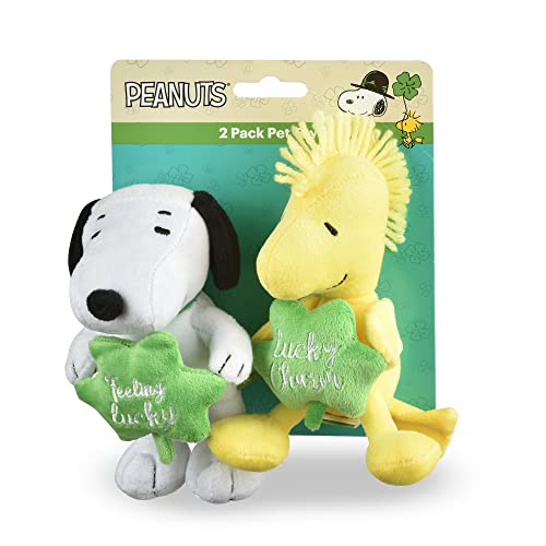Peanuts for Pets Snoopy & Woodstock Lucky Clover St. Patrick's Day Quietschendes Haustierspielzeug 2 Stück Erdnüsse Hundespielzeug, Snoopy & Woodstock St. Patrick's Day FF20324 Feeling Lucky 15,2 cm von Peanuts for Pets