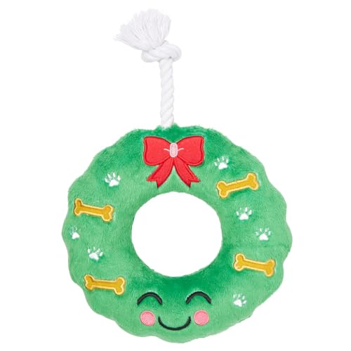 Pearhead Holiday Christmas Wreath Dog Toy, Stocking Stuffer Gift for Your Dog, Dog Lover, Plush and Rope Dog Toy von Pearhead