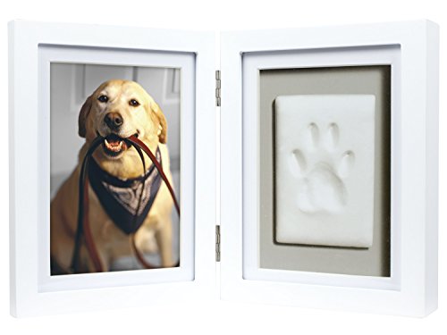 Pearhead Pet Pawprints Desk Picture Frame and Imprint Kit, No Mess Pet Paw Print Frame, Keepsake Memorial Dog and Cat Frame, White von Pearhead