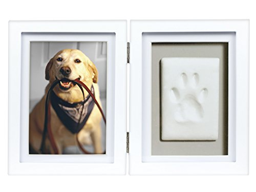 Pearhead Pet Pawprints Desk Picture Frame and Imprint Kit, No Mess Pet Paw Print Frame, Keepsake Memorial Dog and Cat Frame, White von Pearhead