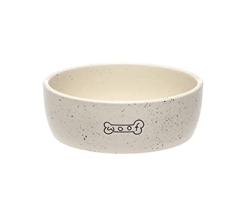 Pearhead Woof Ceramic Dog Bowl, Holds 3 Cups, Medium Water and Food Dish, Microwave and Dishwasher Safe, 710 mL von Pearhead