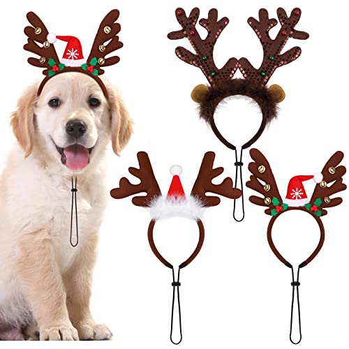 Pedgot 3er Pack Weihnachts-Pet-Kopfschmuck Xmas Haarschleife Braun Rentiergeweih Stirnband Weihnachts-Pet-Kostüm Haaraccessoire für Hunde. von Pedgot