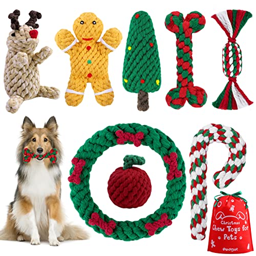 Pedgot 8 Stück Hundeseil-Spielzeug, Weihnachten, Kauspielzeug, Zuckerstange, Haustier-Kauspielzeug für Weihnachten, Hund, Haustier, Kauen von Pedgot