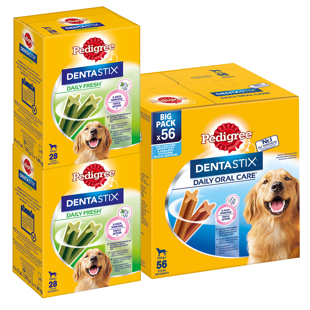 112 x Pedigree Dentastix Tägliche Zahnpflege/ Fresh Tägliche Frische - Dentastix x 56 + Dentastix Fresh x 56 - für große Hunde (>25 kg) von Pedigree