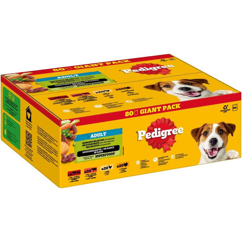 Pedigree Giant Pack Adult 4 Varietäten in Sauce 80x100 g von Pedigree