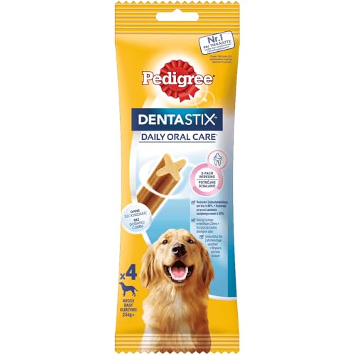 PEDIGREE DENTASTIX Daily Oral Care Hundeleckerlis Hundesnack für Grosse Hunde >25kg, 1 Packung, 4 Stück PEDIGREE DENTASTIX Daily Oral Care Hundeleckerlis Hundesnack für Grosse Hunde >25kg, 1 Packung, 4 Stück von Pedigree