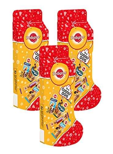 PEDIGREE Weihnachtsstrumpf, Geschenk für ausgewachsene Hunde, gemischt, 367 g (3 x Strümpfe) von Pedigree