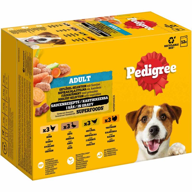 Pedigree Adult Geflügel-Selektion in Sauce 24x100 g von Pedigree