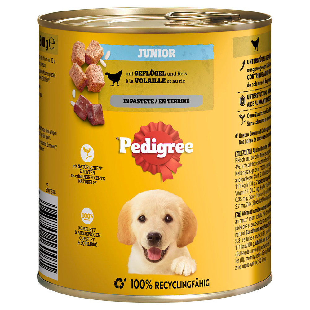 Pedigree Classic 12 x 800 g - Junior Geflügel in Pastete von Pedigree