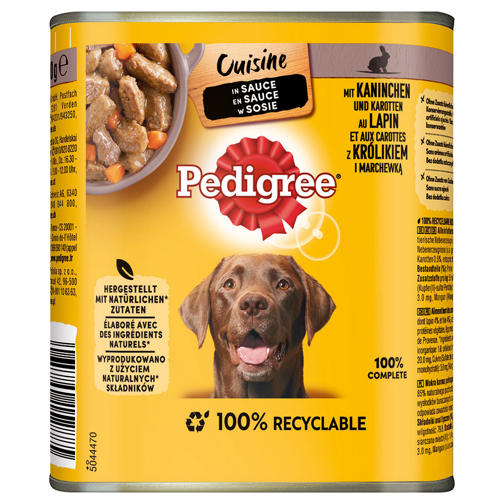 Pedigree Classic 12 x 800 g - Kaninchen & Karotten in Soße von Pedigree
