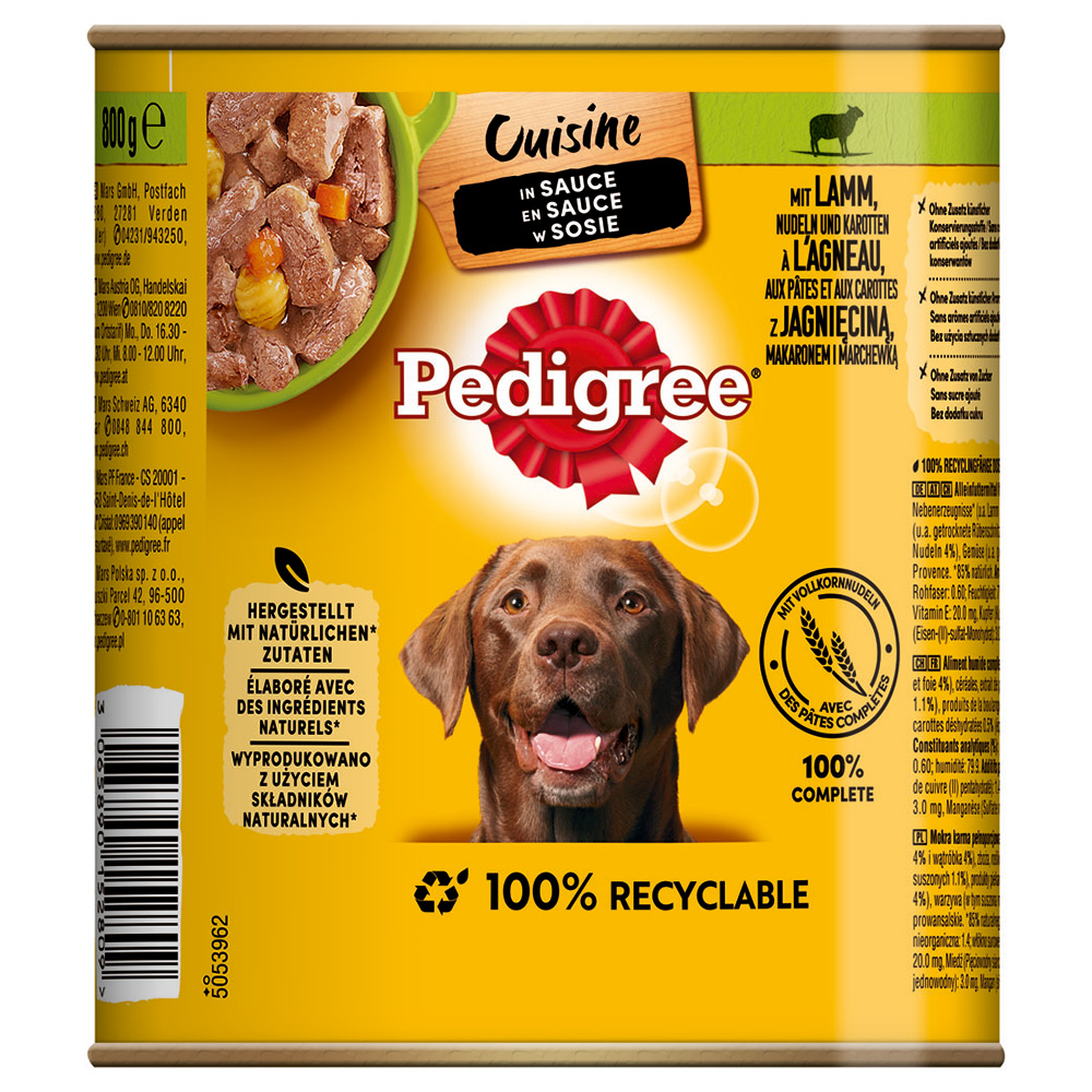 Pedigree Classic 12 x 800 g - Lamm & Karotten in Soße von Pedigree