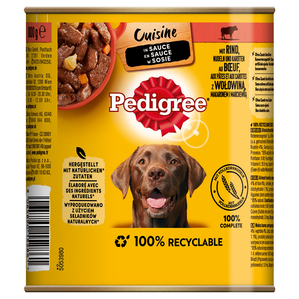 Pedigree Classic 12 x 800 g - Rind & Karotten in Soße von Pedigree