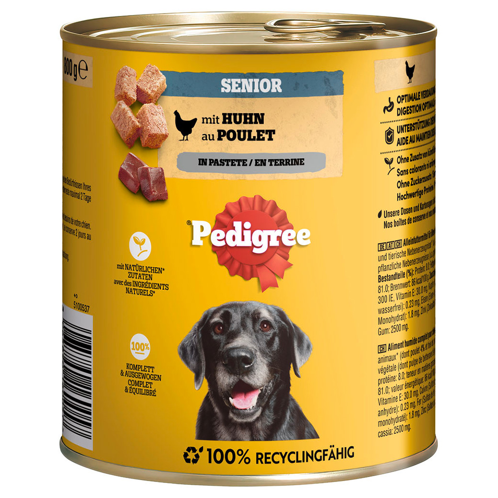 Pedigree Classic 12 x 800 g - Senior Huhn in Pastete von Pedigree
