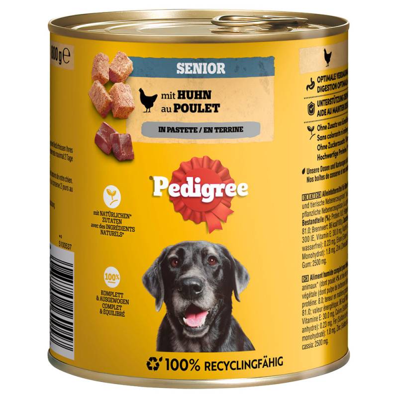 Pedigree Classic 12 x 800 g - Senior Huhn in Pastete von Pedigree