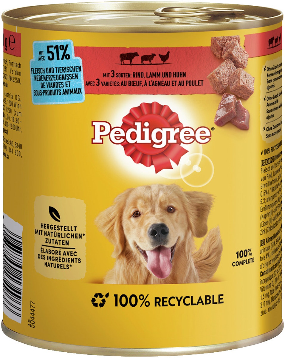 Pedigree Classic 3 Sorten Fleisch Hundenassfutter von Pedigree