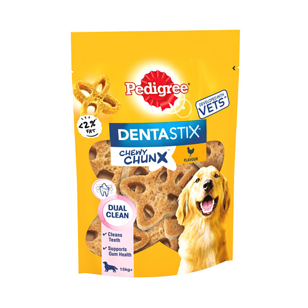 Pedigree Dentastix Chewy Chunx - Sparpaket: 5 x 68 g Maxi Hundesnacks mit Huhn (für mittelgroße bis große Hunde) von Pedigree