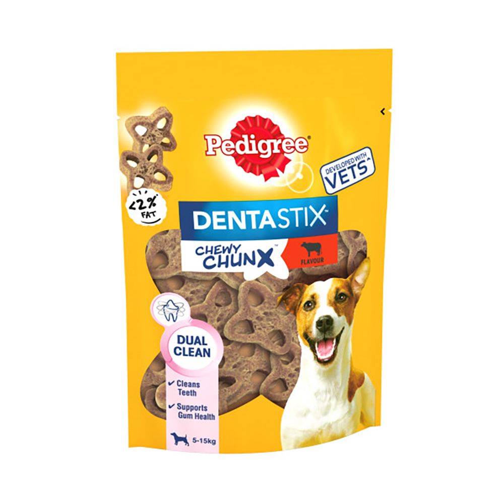 Pedigree Dentastix Chewy Chunx Hundesnacks - Sparpaket: Mini Hundesnacks mit Rind 5 x 68 g (für kleine Hunde) von Pedigree