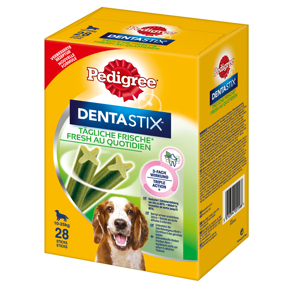 Zahnpflege Snack: Pedigree Dentastix Fresh tägliche Hundesnacks für mittelgroße Hunde (10-25 kg) - Multipack (56 Stück) von Pedigree