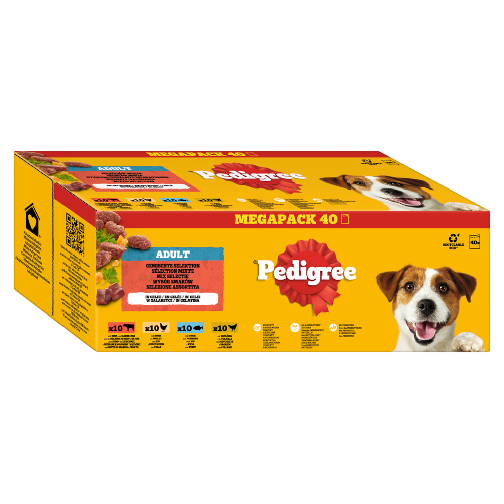 Pedigree Frischebeutel 40 x 100 g - Gemischte Selektion in Gelee (4 Varietäten) von Pedigree