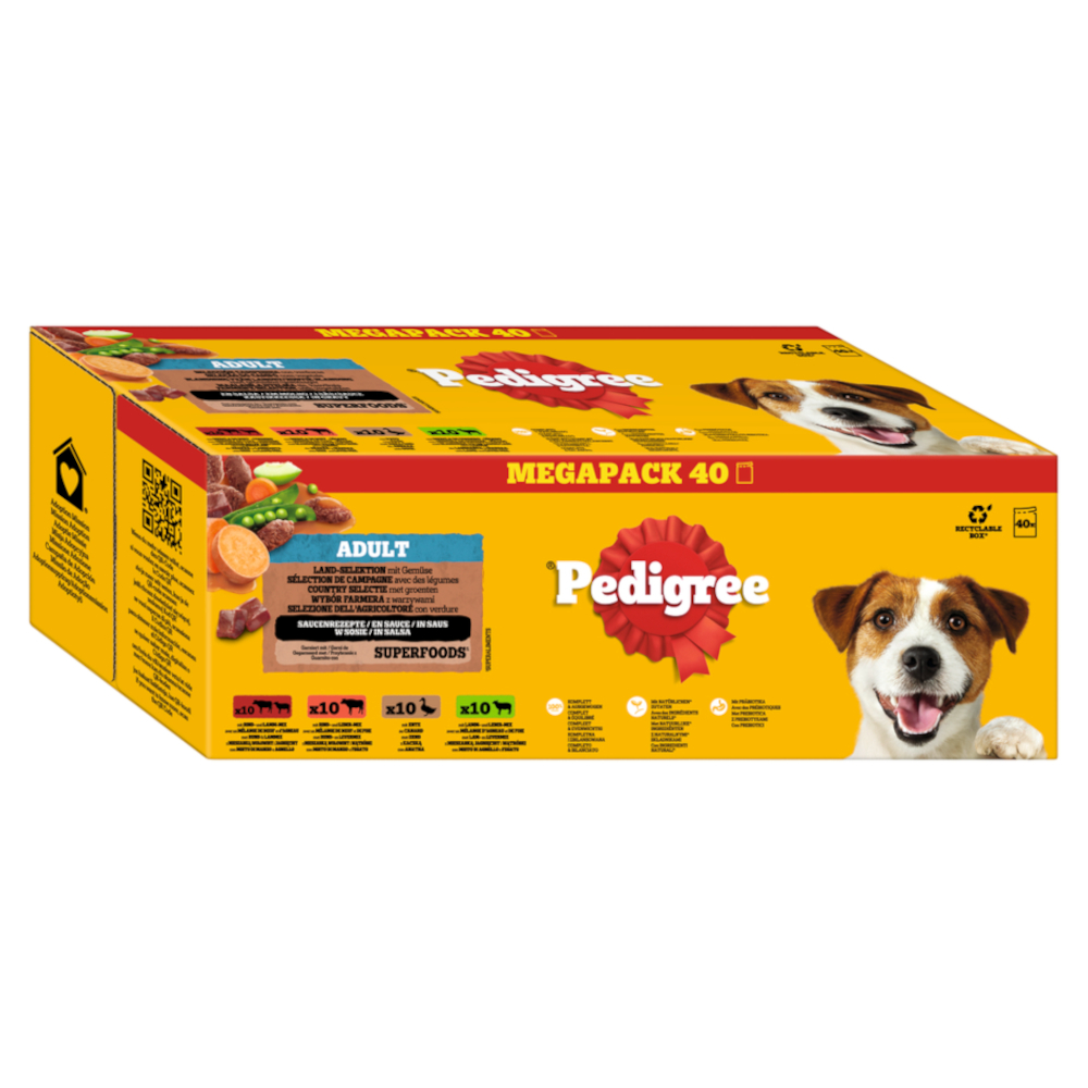 Pedigree Frischebeutel 40 x 100 g - Land-Selektion in Sauce (4 Varietäten) von Pedigree
