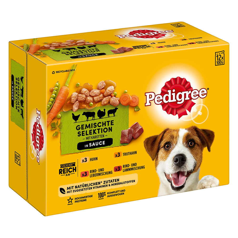 Pedigree Frischebeutel Multipack Nassfutter für Hunde - 48 x 100 g in Soße von Pedigree