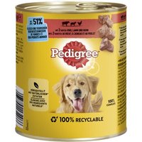 Pedigree Nassfutter Hund Adult, Classic 3 Sorten 12x800 g Rind, Lamm und Huhn von Pedigree
