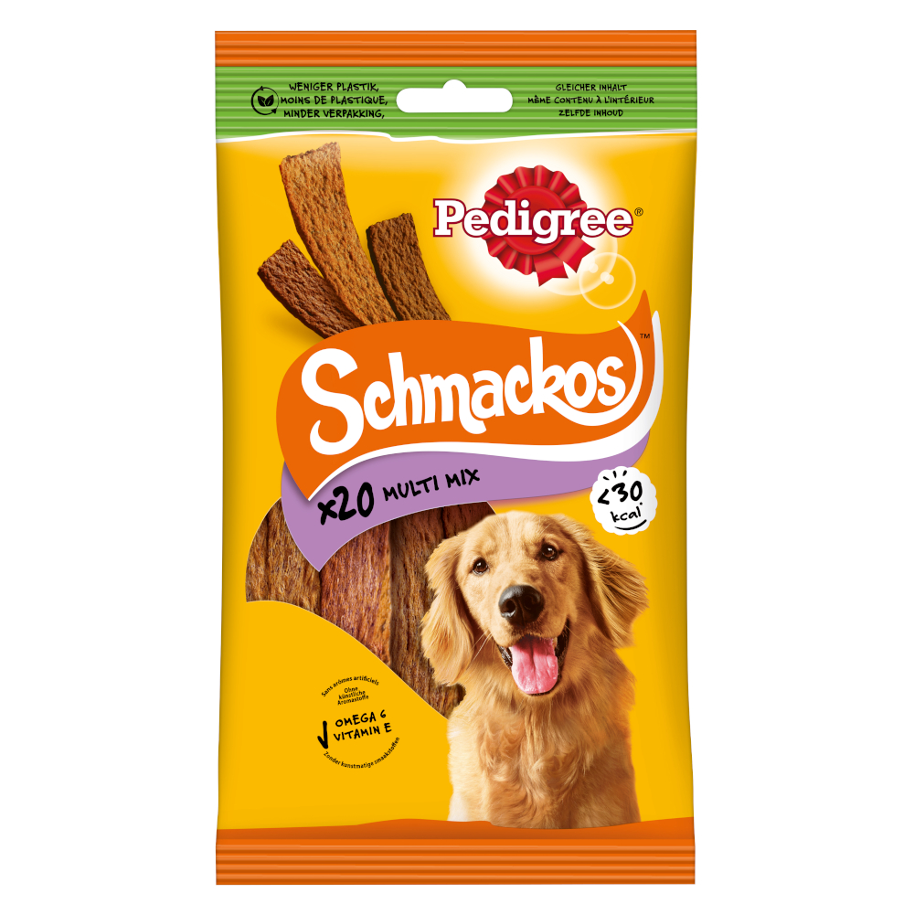Pedigree Schmackos Hundesnacks - 14 x 144 g, 3 Sorten (14 x 20 Stück) von Pedigree