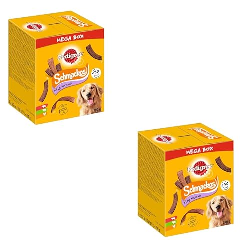 Pedigree Schmackos Multi Mix | Doppelpack | 2 x 790 g | 2 x 110 schmackhafte Kausticks für Hunde mit Rindfleisch-, Lamm- und Geflügelgeschmack | Besonders weich und köstlich von Pedigree