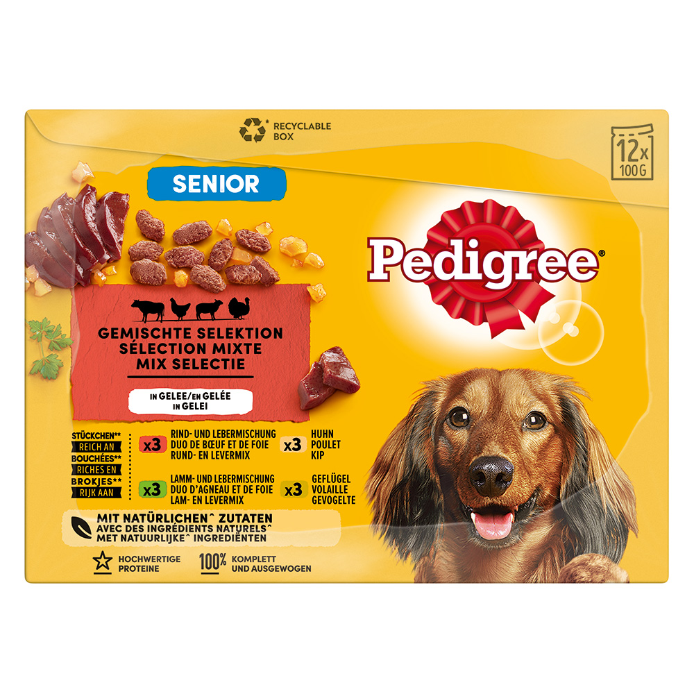 Pedigree Senior Frischebeutel Multipack Nassfutter für Hunde - Sparpaket: 96 x 100 g von Pedigree
