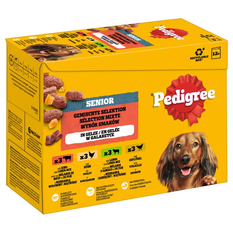 Pedigree Senior Frischebeutel Multipack in Gelee - Sparpaket: Gemischte Selektion in Gelee (4 Varietäten) 48 x 100 g von Pedigree