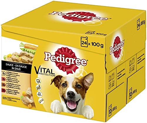 Pedigree Vital Protection Hundenassfutter im Beutel – Hundefutter in Sauce mit Huhn, Rind, Truthahn & Lamm –2 x 24 x 100g Großpackung Pedigree Vital Protection Hundenassfutter im Beutel – Hundefutter in Sauce mit Huhn, Rind, Truthahn & Lamm –2 x 24 x 100g Großpackung von Pedigree