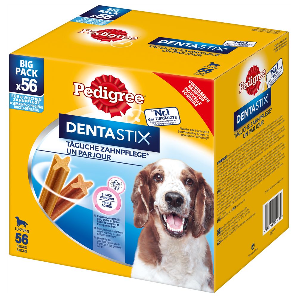Sparpaket! 168 x Pedigree DentaStix Tägliche Zahnpflege / Fresh - Dentastix x 112 + Dentastix Fresh x 56 - für große Hunde (>25 kg) von Pedigree
