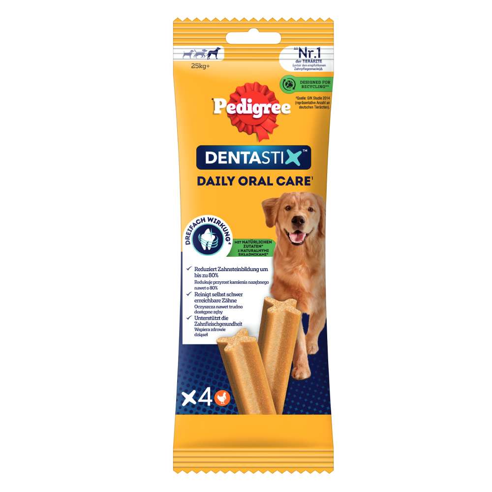 Zahnpflege Snack: Pedigree Dentastix für große Hunde (>25 kg) - 4 Stück (154 g) von Pedigree