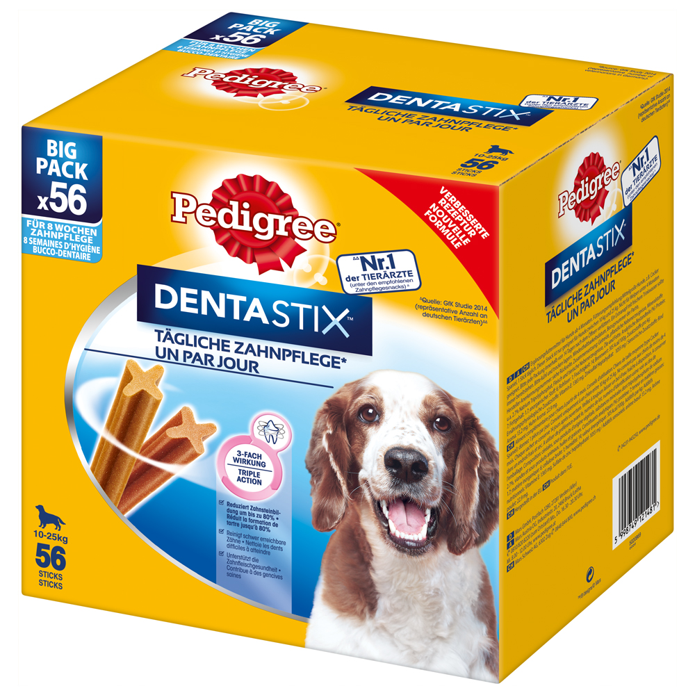 Zahnpflege Snack: Pedigree Dentastix für mittelgroße Hunde (10-25 kg) - Multipack (112 Stück) für mittelgroße Hunde (10-25 kg) von Pedigree