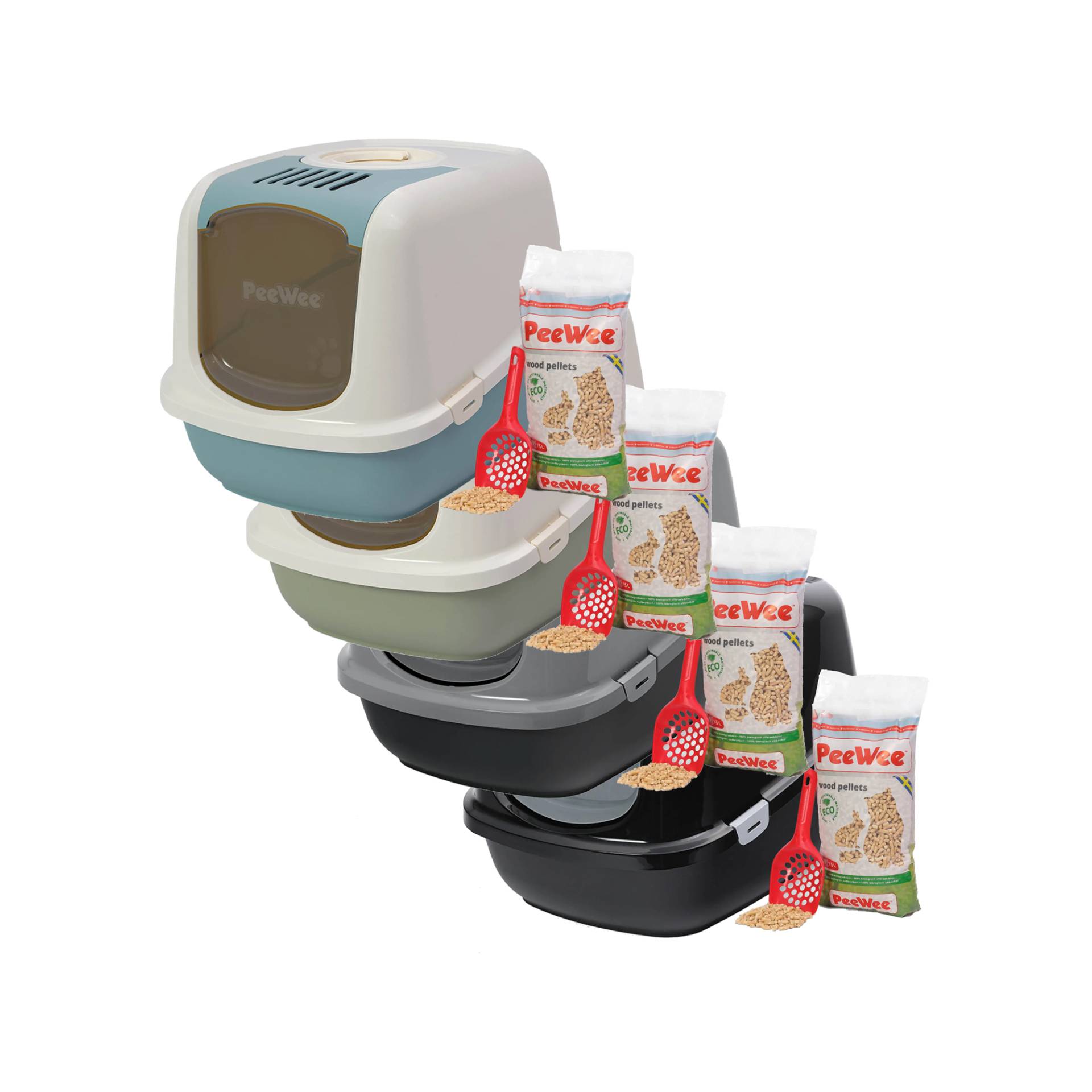 PeeWee EcoDome Katzentoilette Starter-Paket - Marlin-Blau/Creme von PeeWee