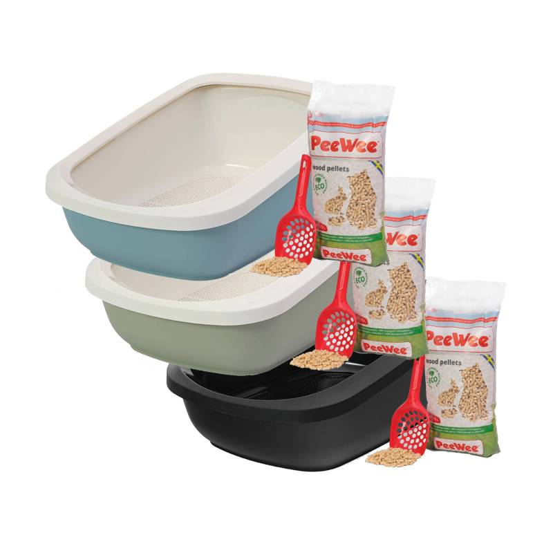 PeeWee EcoGranda Katzenklo Starter-Paket - Marlin-Blau/Creme von PeeWee