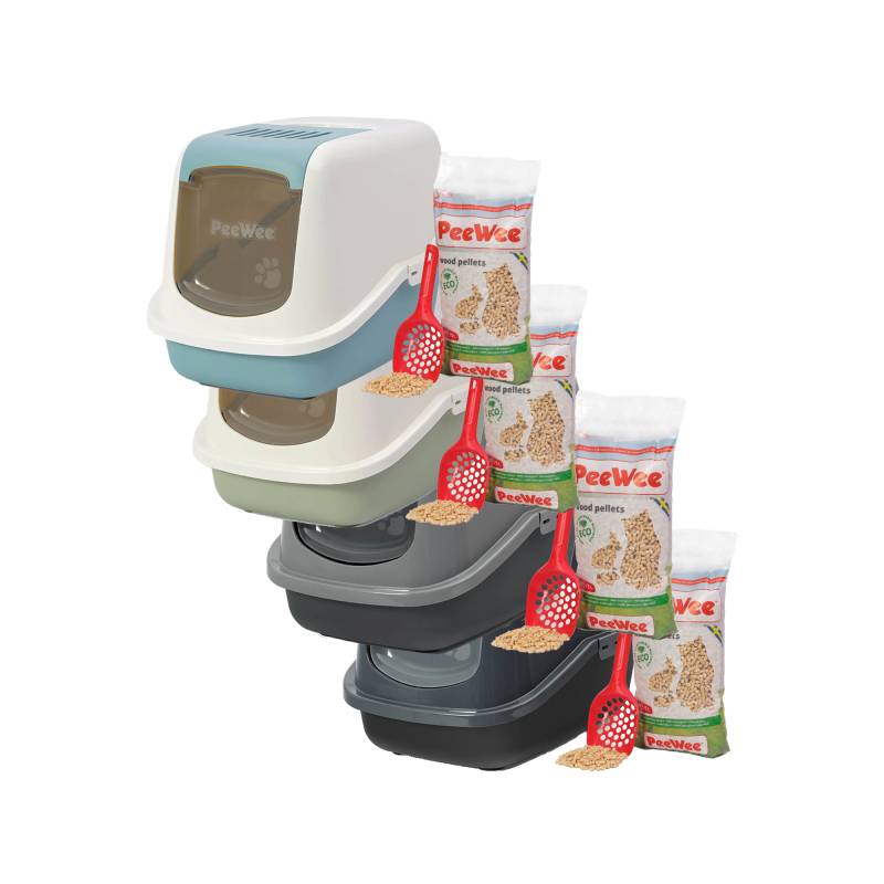 PeeWee EcoHus Katzenklo Starter-Paket - Marlin-Blau/Creme von PeeWee