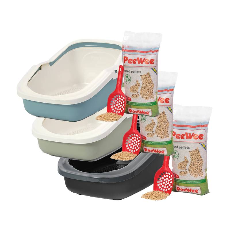 PeeWee EcoMinor Katzentoilette Starter-Paket - Marlin-Blau/Creme von PeeWee